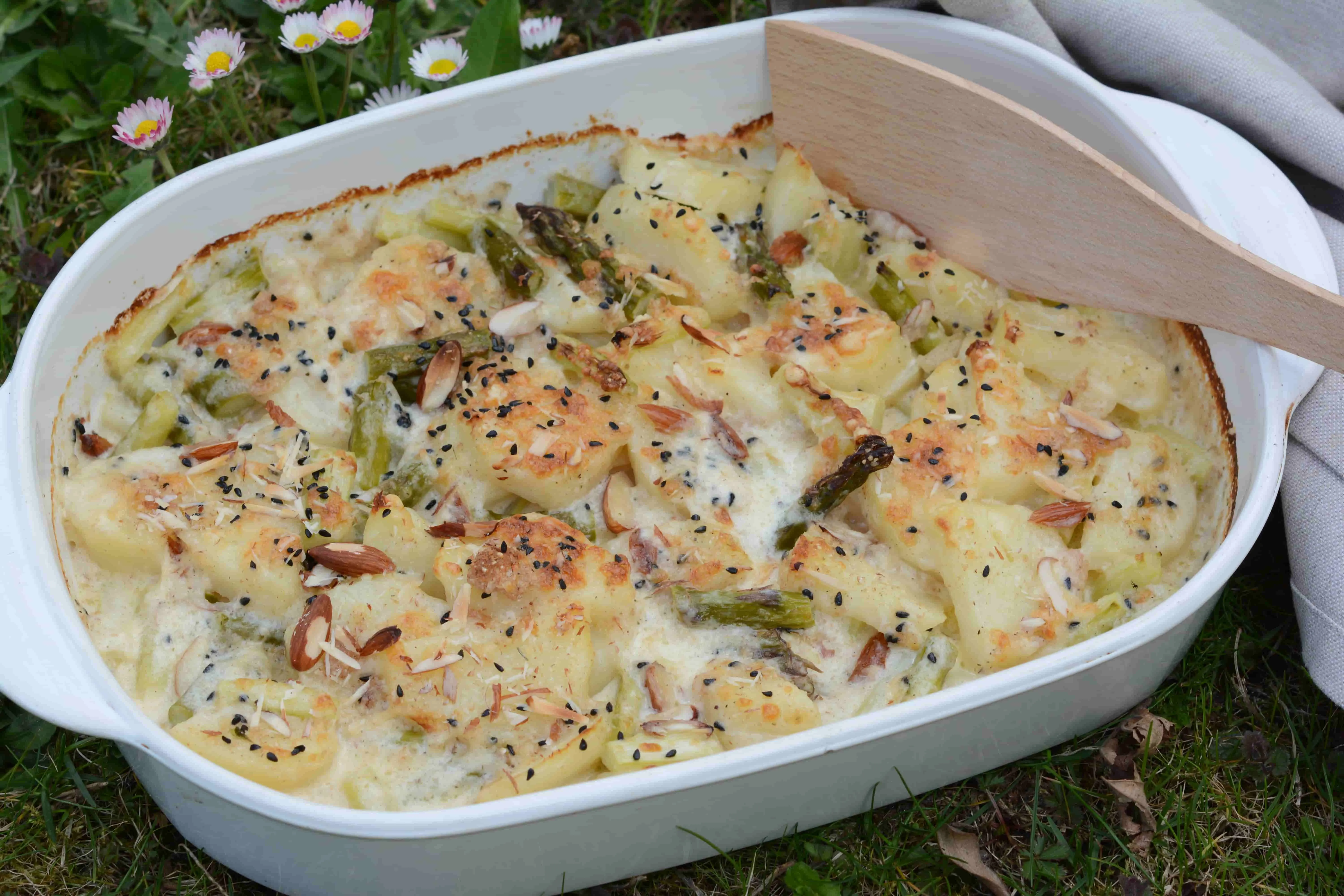 Asparagi e patate gratinati