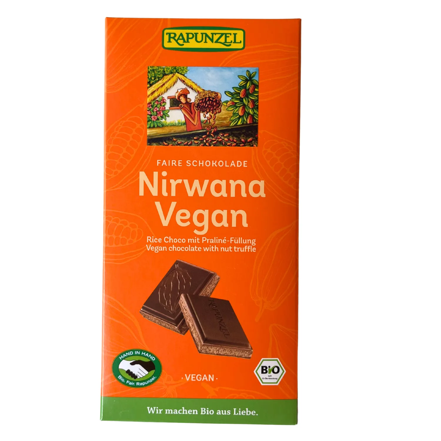 Cioccolato Nirwana, Vegano con ripieno di Praliné Bio 100 g
