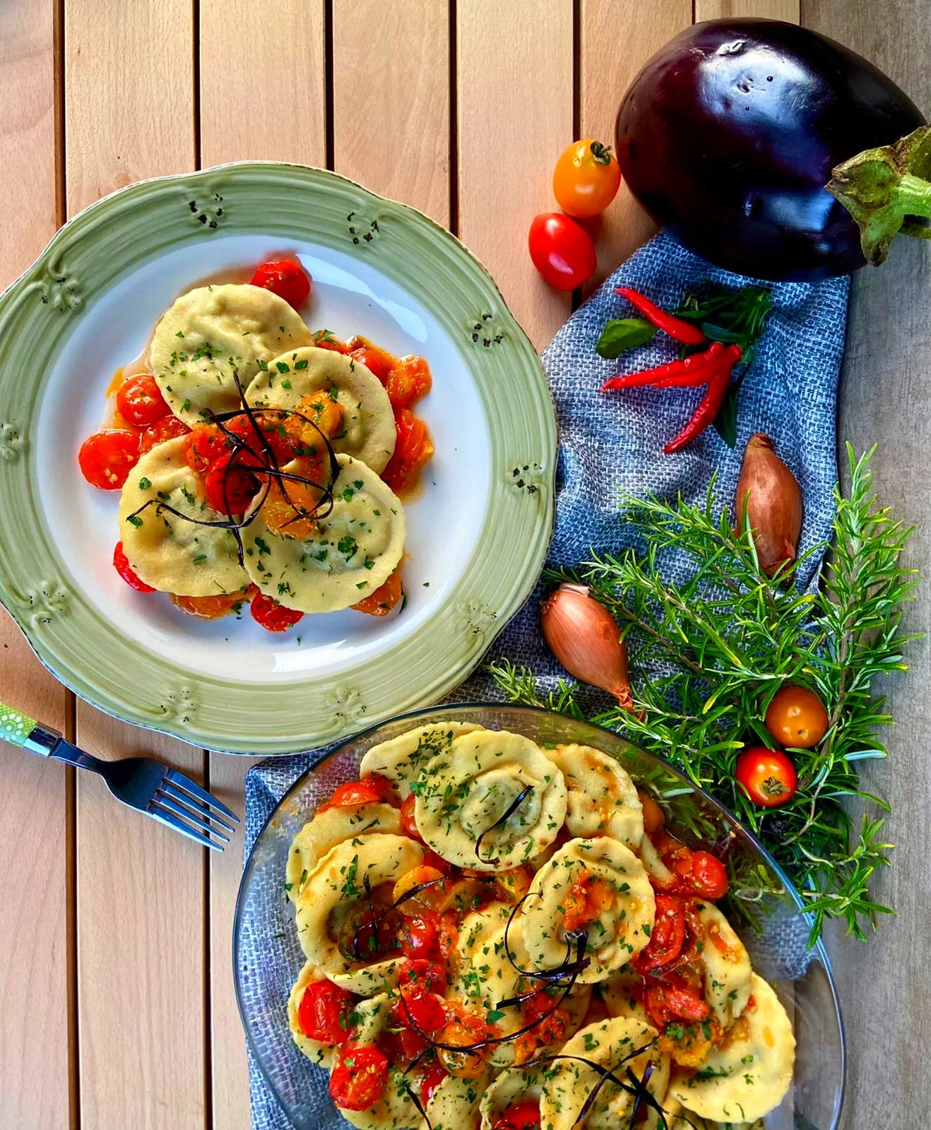 Ravioli di ricotta e melanzane