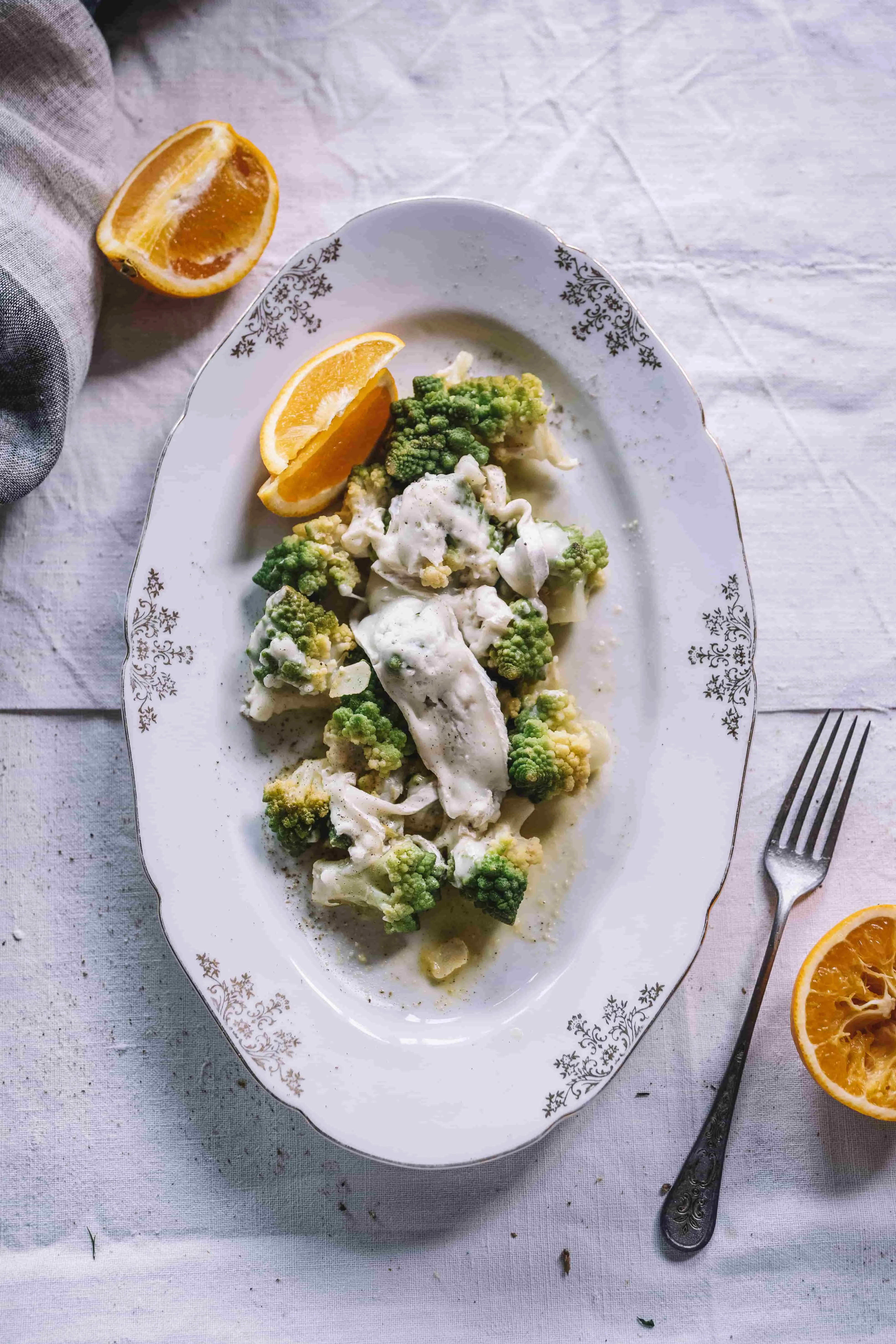 Romanesco con camembert di capra