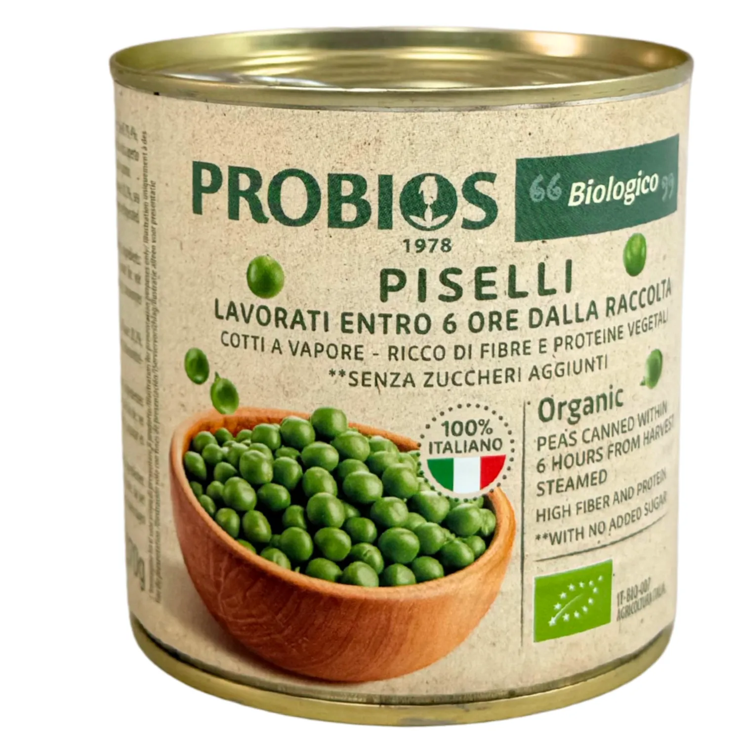 Piselli italiani freschi cotti al vapore Bio 340 g