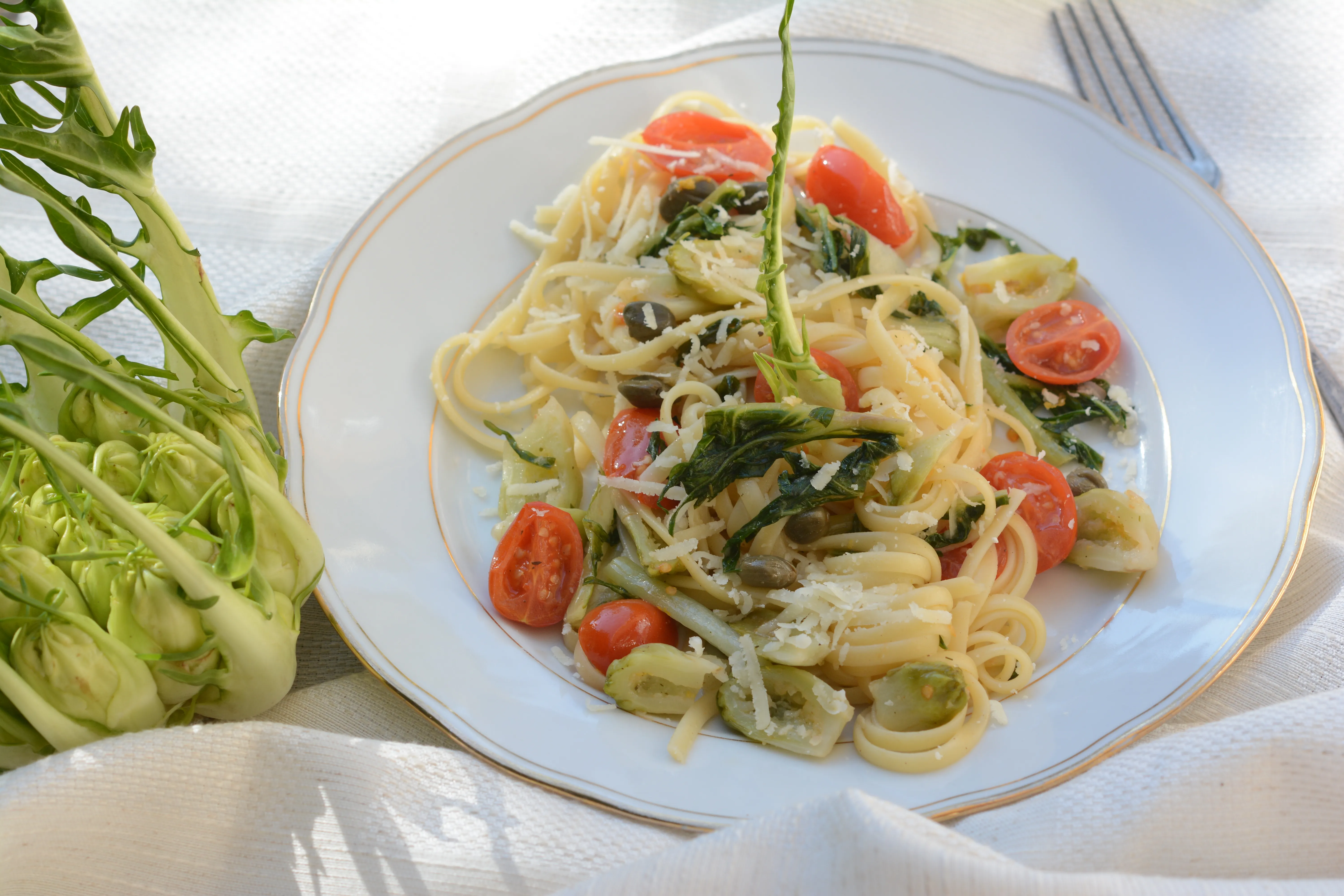 Linguine con le puntarelle